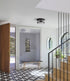 Farmhouse 2-light Black Metal with Seeded Glass Drum Flush Mount Ceiling Light